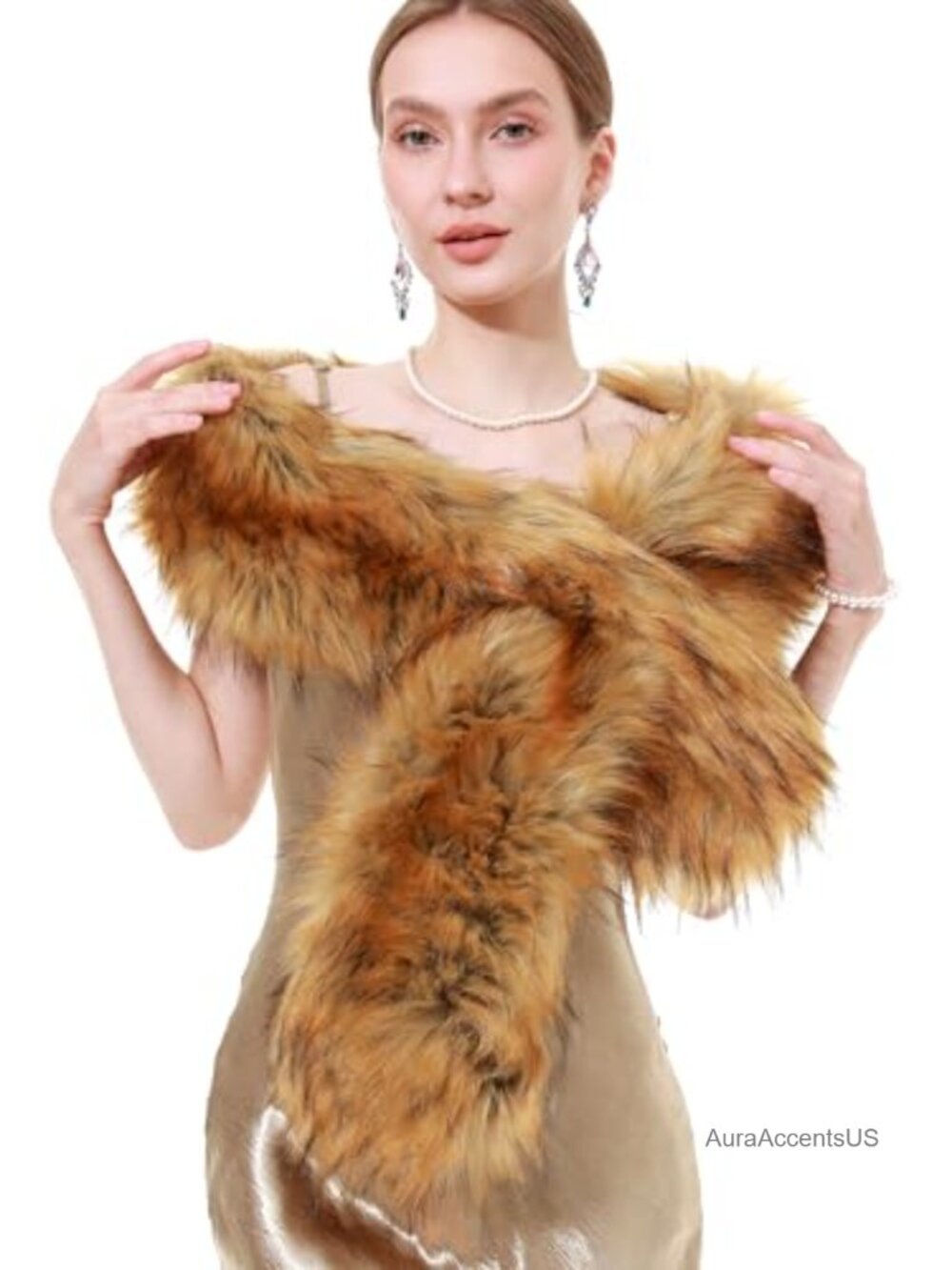 Faux Fur Collar Neck Warmer Scarf Wrap Winter Shawl